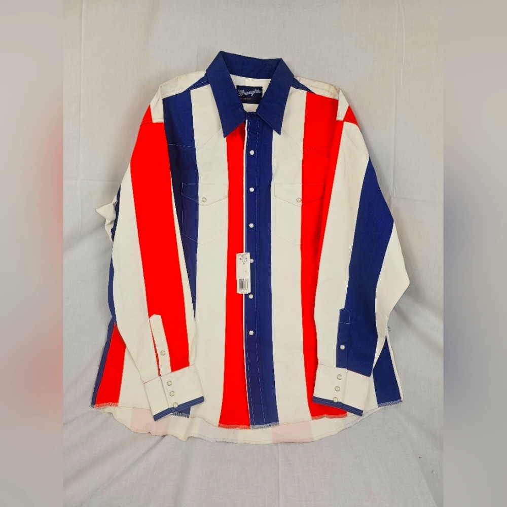 RARE NWT VINTAGE WRANGLER BRUSHPOPPER RED WHITE AND BLUE SIZE Xxl